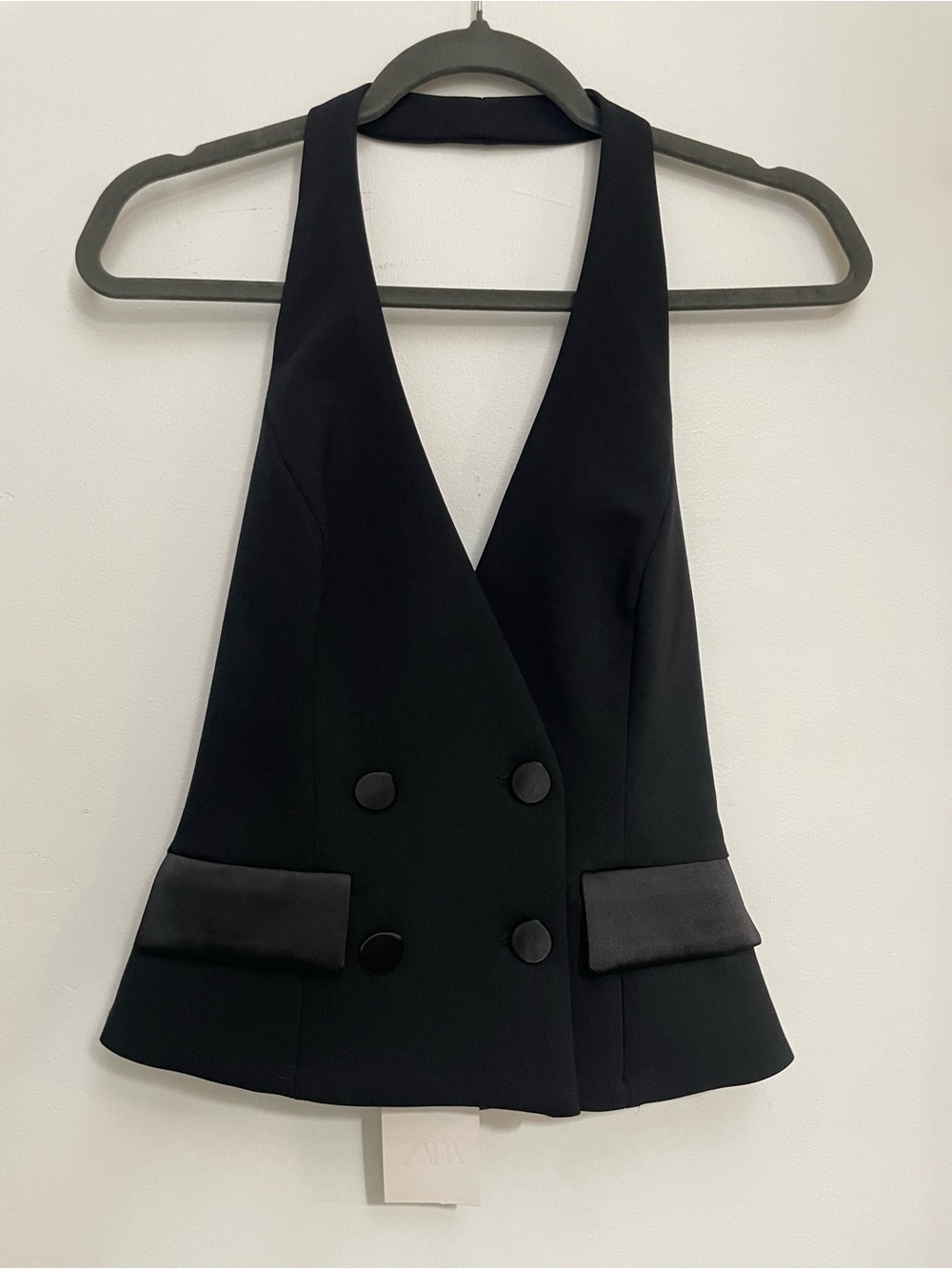 Zara Black Double-Breasted Halter
